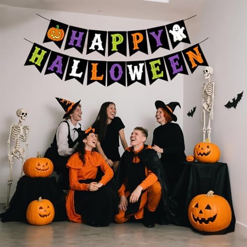 Happy Halloween Banner, Pre-Strung Halloween Party Decorations
