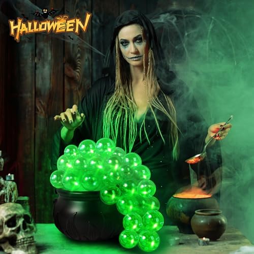 Halloween Decorations Indoor - DIY Witches Bubbling Cauldron Set with Light, Halloween Hocus Pocus Party Decor Black Witch Plastic Cauldron Bowl Pot Decorations for Table Mantle