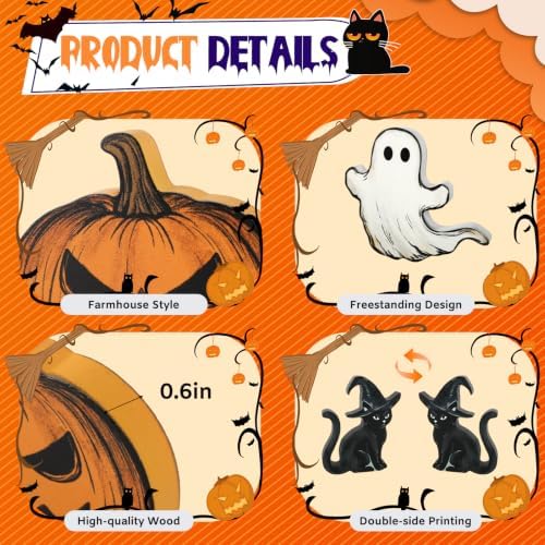 3Pcs Halloween Table Decorations Indoor, Farmhouse Cute Ghost Decorations