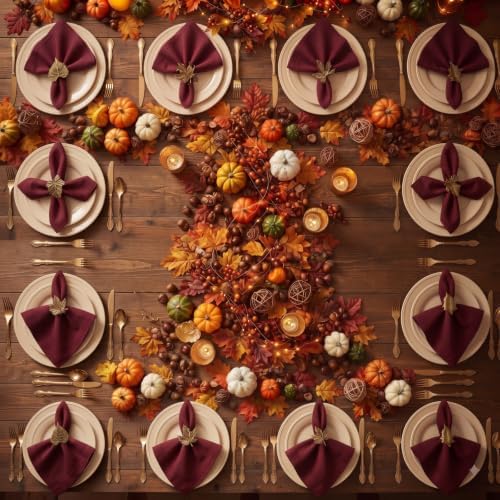 Patelai 8 Pieces Fall Thanksgiving Napkin Ring Set Pumpkin Napkin Holder