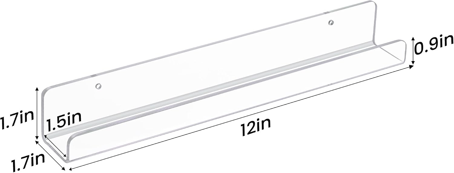 upsimples 12 Pcs 12" Vinyl Record Wall Mount Shelves, Clear Acrylic Display | Display Full Album Covers, Keep Records