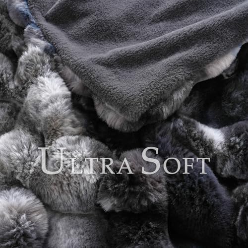 BENVWE Fluffy Faux Fur Throw Blanket for Couch, Soft Plush Thick Cozy Fuzzy Luxury Minky Bubble Blanket for Home Living