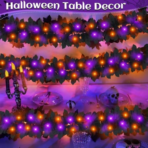 Timer - 3 Pack Halloween Garland with Orange Purple Lights Battery Operated