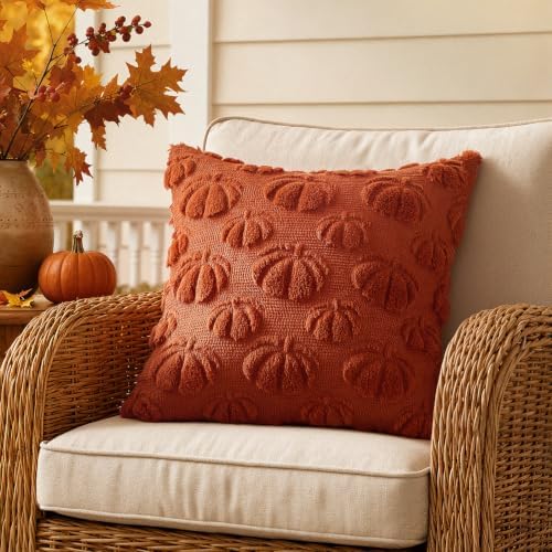 MIULEE Fall Decor Pillow Covers 18x18 Set of 2 Pumpkin Caramel