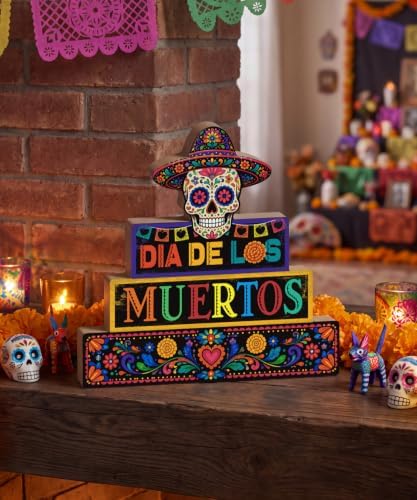 Putuo Decor Day of The Dead Table Decor Sugar Skull Dia De Los Muertos Sign