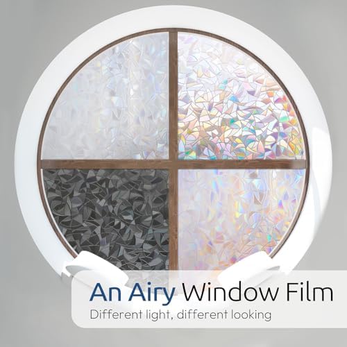 rabbitgoo Rainbow Window Privacy Film, Stained Glass Cling, 29.5" x 78.7"
