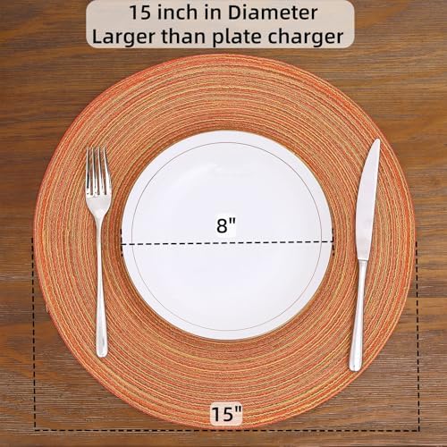 SHACOS Round Braided Placemats Set of 6 Fall Thanksgiving Place Mats