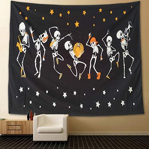 NASKY Halloween wall Tapestry Wall Hanging Skull Tapestry Trippy Black and White Tapestry for Room Paty Decor(51.2" X 59.1"-(130x150cm))