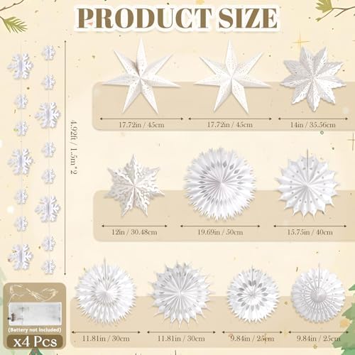 Christmas White Winter Wonderland Snowflake Party Hanging Decorations