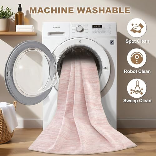 Nakagishi Boho 5x7 Area Rug Living Room Rugs Machine Washable Pink
