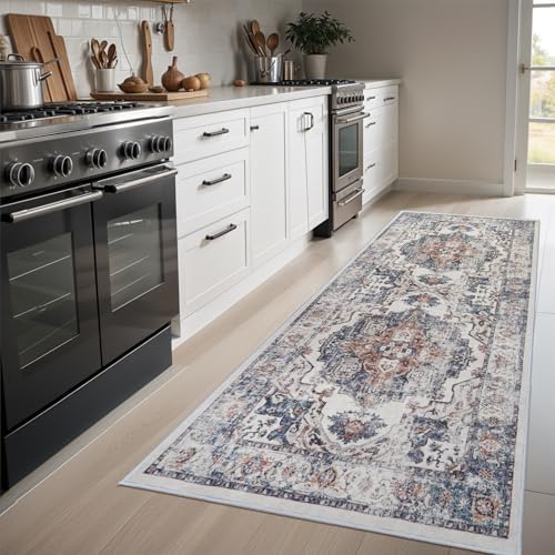 Hallway Washable Runner Rug - 3x6 Kitchen Rugs Entryway Rug Runner Vintage Soft Floor Mat Non Slip Indoor Farmhouse