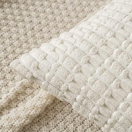 MIULEE Lumbar Corduroy Decorative Throw Pillow Covers 12x20 Pure White