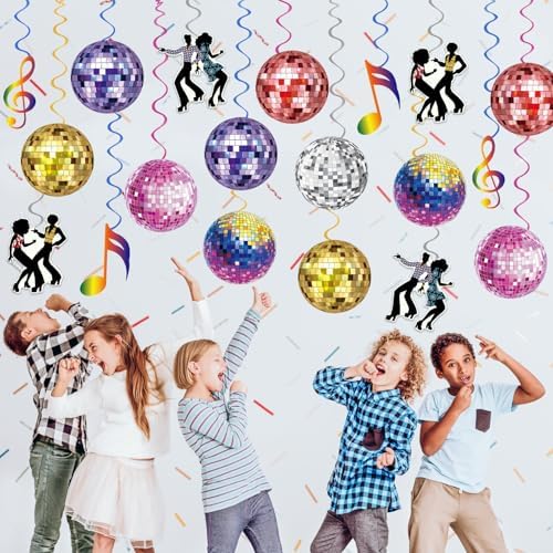 40Pcs Disco Party Hanging Swirl Decorations Disco Ball Hanging Swirls Disco Party Decorations 70s Party Hanging Swirls Ceiling Decor for Disco Themed 1970s Birthday Party Favors Supplies