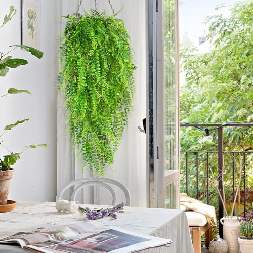 Waipfaru 8Pcs Fake Ferns Fake Hanging Plants Artificial Ferns Vine Greenery