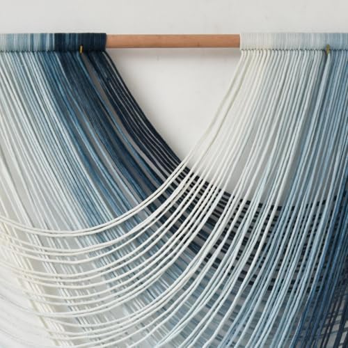 Macrame Wall Hanging Large handmade Navy Blue Ombre Fiber Art 57"W*39"L