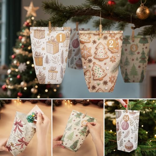 24 Christmas Advent Calendar to Fill, DIY Advent Calendar Gift Bags