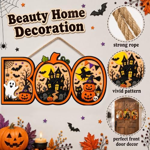 Halloween Decorations - Halloween Wooden Boo Sign for Front Door