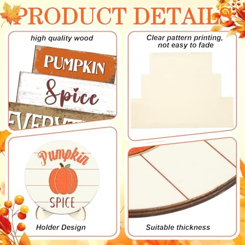 Maitys 21pcs Fall Tiered Tray Decor Set, Hello Fall Thanksgiving Pumpkin Wooden Signs Gnome Truck Wood Maple Leaf Garland Rustic Farmhouse Table Centerpieces for Autumn Thanksgiving Kitchen Home Decor