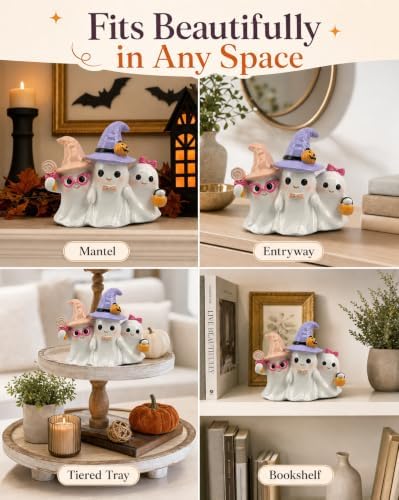 iStatue Halloween Decoration Indoor Ghost Figurine (White Ghost Trio)