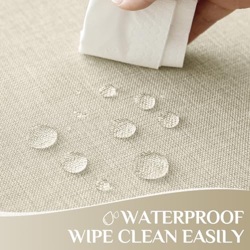 Softalker Cream Tablecloths Rectangular 84x60 inch, Faux Linen Outdoor Table Cloth Stain Resistant & Shrink-Proof, Washable Table Cover for 6 Foot Rectangle Table Decor for Summer, Farmhouse Style