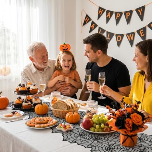 Halloween Table Runner Black Lace Spider Web Table Runner Halloween Decor