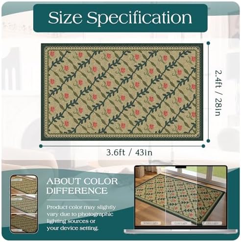 Floral Outdoor Rug - 28"x43" Front Door Mat Indoor Outside Entrance