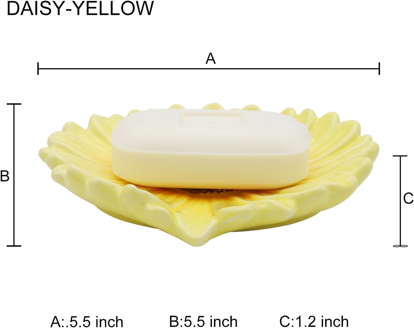 Self Draining Soap Dish Inspired by Daisy Flower Ceramic Waterfall Soap Dish Soap Savers / Yellow