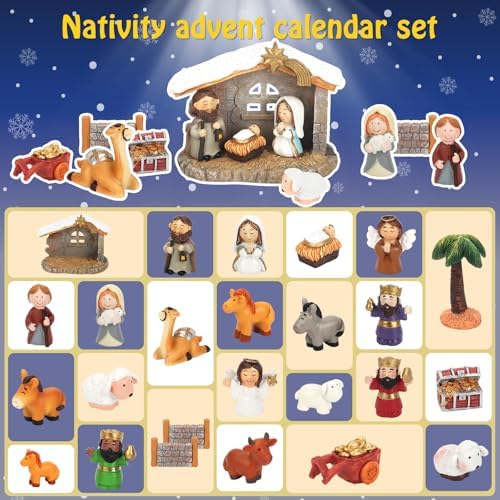 Nativity Advent Calendar 2026 for Kids - 24 Days of Nativity Set for Kids