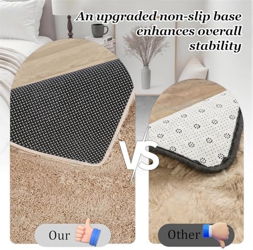 Area Rug Living Room Bedroom: 6x9 Fluffy Plush Shag Carpet Beige