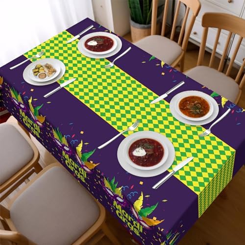 Childom Mardi Gras Decorations,3 Pack Disposable Plastic Tablecloths for Rectangle Table 54" x 108" Mardi Gras Tablecloths for Party Decor,Table Cloths for Birthday,Home,Dinner,Carnival,Party Supplies