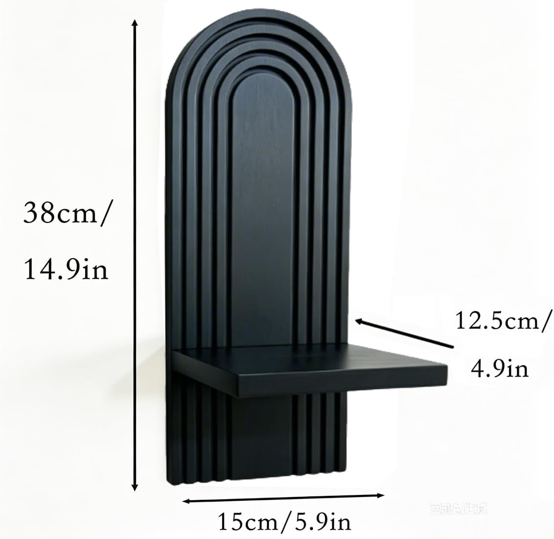 Boho Rattan Wall Floating Shelves / Black / Set of 2