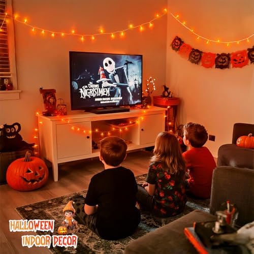 JMEXSUSS 2 Pack Orange Halloween Lights Indoor, Total 200 LED 66FT