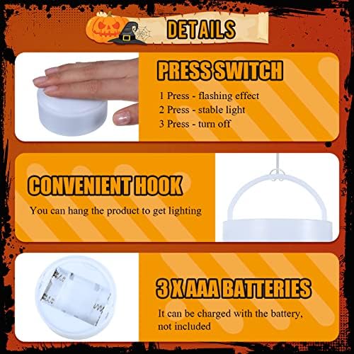 Riakrum 6 Pack Halloween Pumpkin LED Lights, White