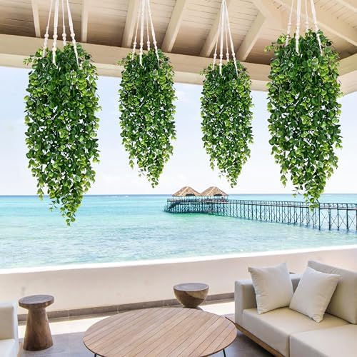Waipfaru 8Pcs Fake Hanging Plants 2.7FT Fake Plants Fake Vines Greenery