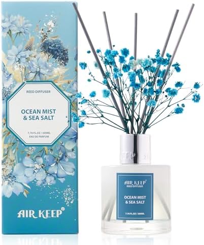 Airkeep Reed Diffuser Set/Ocean Mist&Sea Salt/6.76 fl oz(200ml)/1 Pack/Home & Office Decor Aromatherapy Diffuser Oil