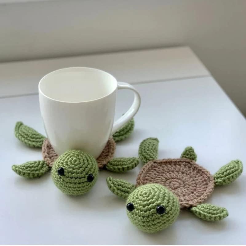 Funny Handmade Woven Coaster Set / Tortoise / Set of 4