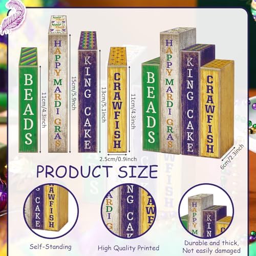 Lineshading 4 Pcs Mardi Gras Table Decor Rustic Wooden Book Carnival Signs