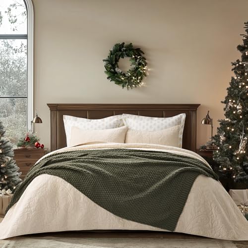 EVERGRACEHOME Chunky Chenille Knit Throw Blanket, 60 x 80, Olive Green