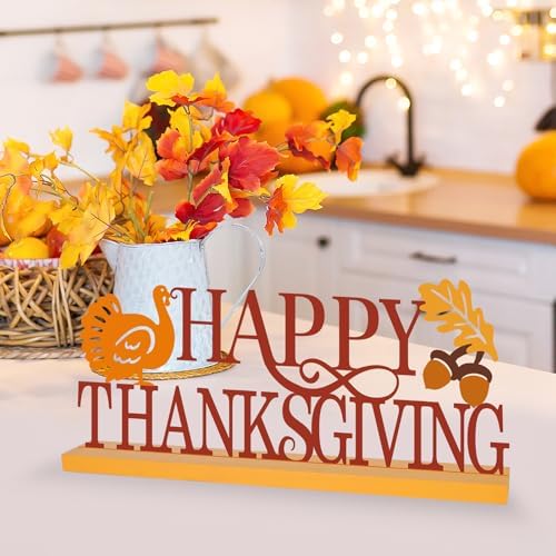 Metal Happy Thanksgiving Sign Decorations for Home Party Shelf Mantel