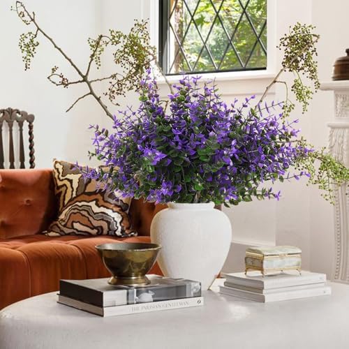 RECUTMS Artificial Fake Outdoor Plants Flowers for Spring Decoration 8Pcs