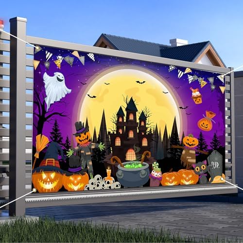 Halloween Banner 6 x 3.6 ft Happy Halloween Backdrop Trick or Treat