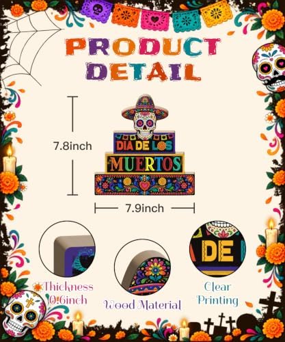 Putuo Decor Day of The Dead Table Decor Sugar Skull Dia De Los Muertos Sign