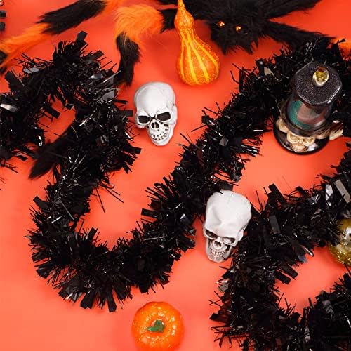 Shappy 90 ft 6 Rolls Christmas Tinsel Garland for Tree, Black