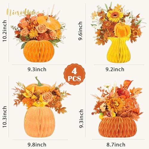NICROHOME EUR Fall Decoration, 4PCS Vase-Shape Honeycomb Table Centerpiece