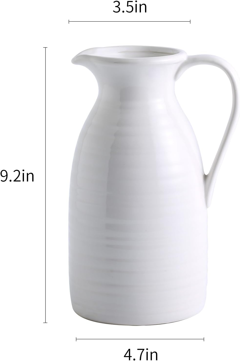 Farmhouse Pitcher Vase for Flowers- Ceramic Pitcher White Flower Vase / White - Pitcher Vase