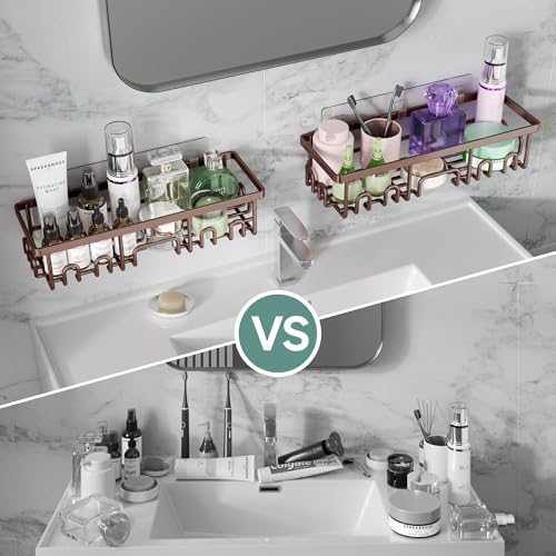 Veken Shower Caddy 6-Pack, No Drilling & Rustproof, Waterproof Adhesive Shelves Rack with Soap Holder, Large Capacity
