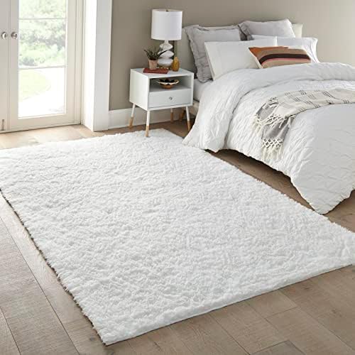 Ophanie 6x9 White Rugs for Living Room,Large Fluffy Shag Fuzzy Plush Soft Living Room Area Rugs,Floor Shaggy Carpets