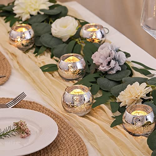 Volens 24PCS Silver Votive Candle Holders for Table Centerpieces