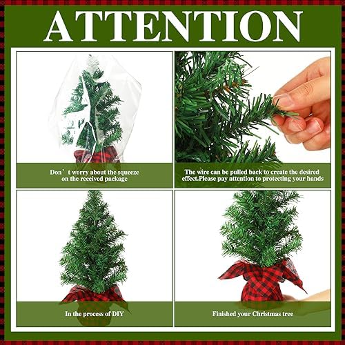 Ceenna 6 Pcs Mini Artificial Christmas Trees Tabletop Unlit,15.75 Inch