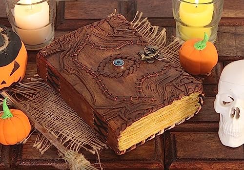 Hocus Pocus Book Of Shadows, Grimoire Spell Books Prop Witch Halloween Decorations Decor, Book Of Shadows Spell Book, Witchy Gifts For Women Spellbook Leather Bound Journal, Grimoire Witch Decor 7 x 5 Inches